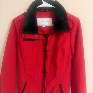 Jessica Simpson Red Varsity Jacket with Black Accents